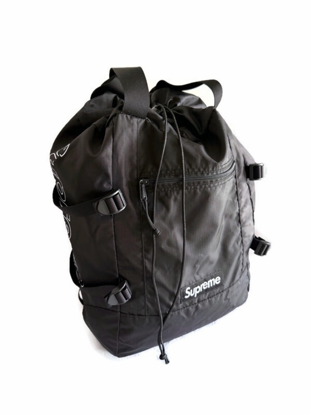 Supreme Black Drawstring tote backpack SS19